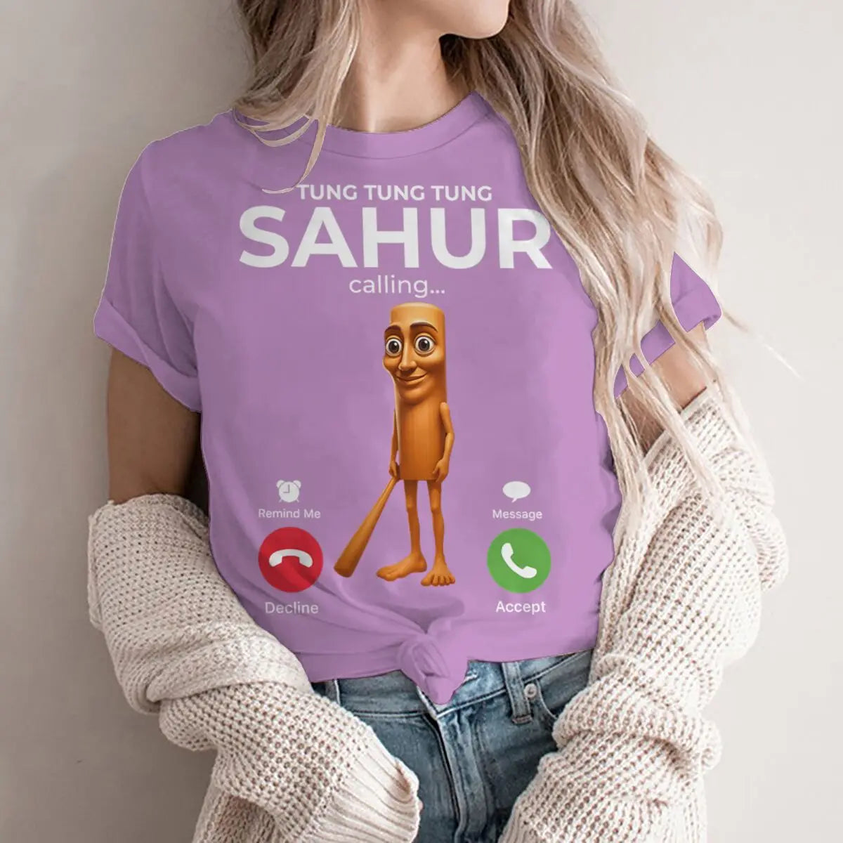 Tung Sahur Is Calling Funny Phone Call Absurd Joke T-Shirt Y2k Humorous Italian Brainrot Silly Novelty Saying Tee Personalized